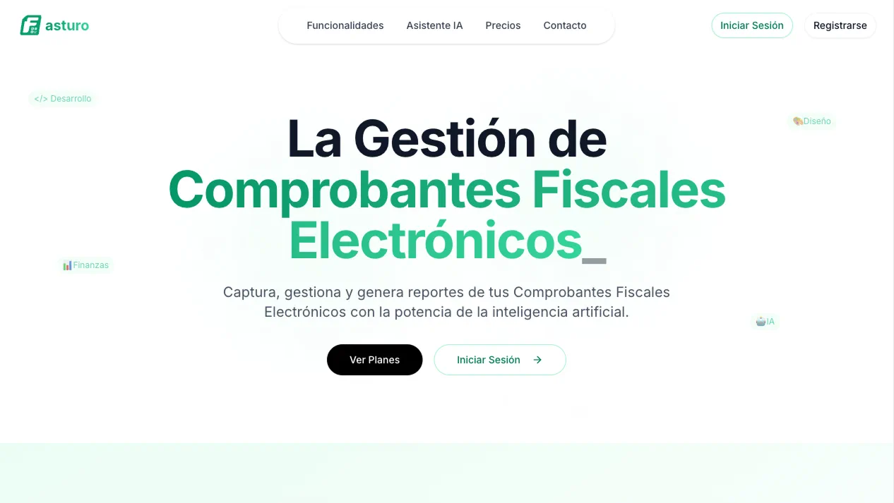 Fasturo landing screenshot